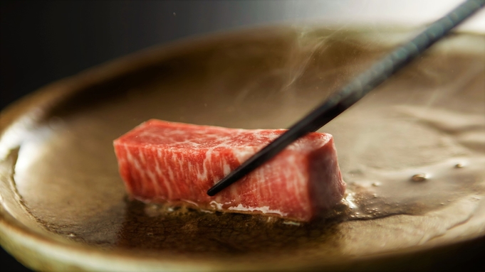 ■【個室食】A5国産ブランド牛会席＜しゃぶ・ステーキ・握りぜ〜んぶ最高級＞絶品霜降り肉を食べ尽くし♪